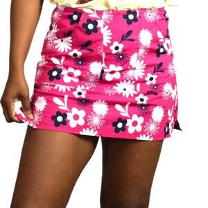 Vintage Floral Skort Pink Old College Inn Mini Shorts Side Slits 90s Y2K Size 6